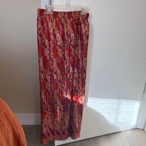 Floral Red Maxi Skirt